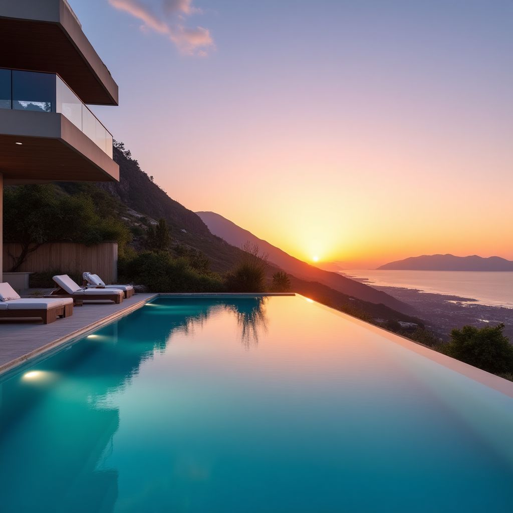 Piscine à débordement avec vue panoramique