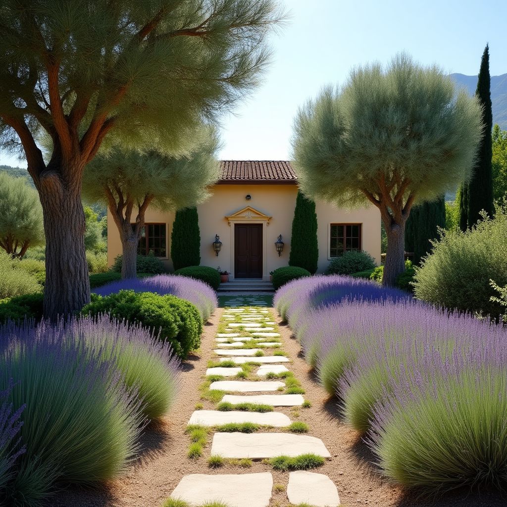 Jardin méditerranéen avec oliviers centenaires