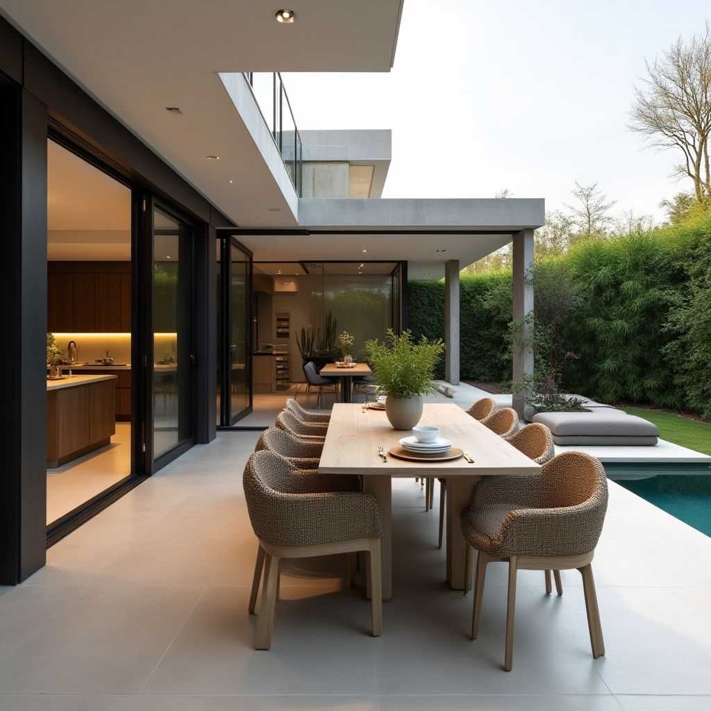 Terrasse moderne avec cuisine extérieure