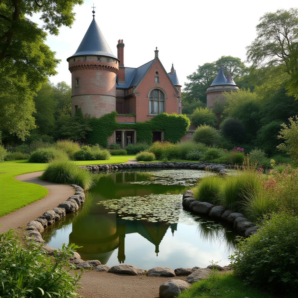 Jardin historique restauré avec éléments contemporains